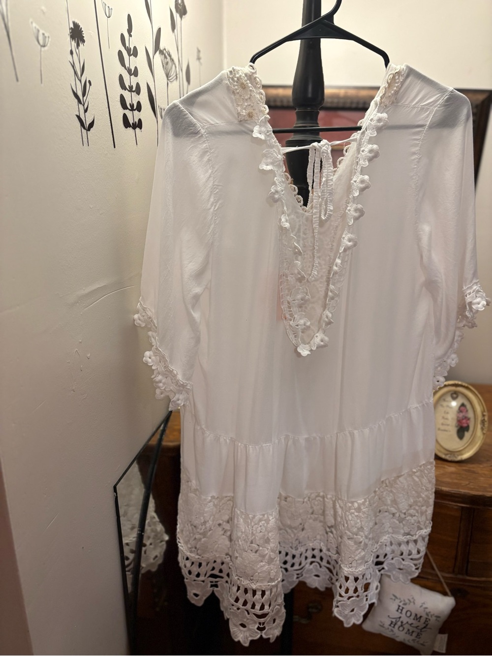Scandal Italy white trim lace dress coverup vintage - Picture 4 of 5
